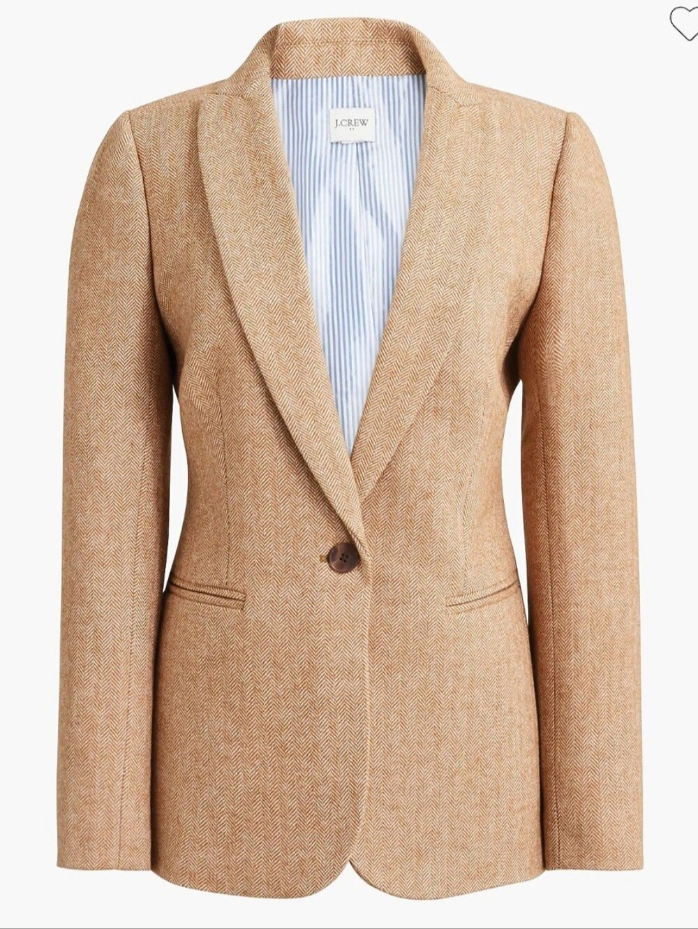 J. Crew Tan Camel Herringbone Single-Button Blazer NWOT Sz 12P